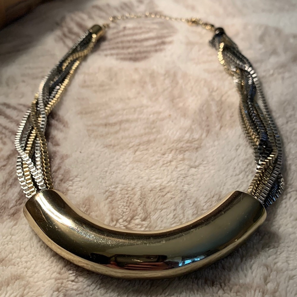 Stunning Lydell NYC gold, silver statement necklace